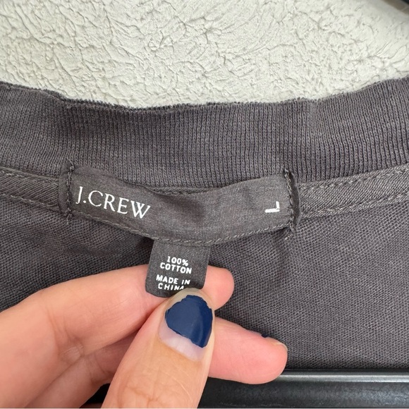 J. Crew Charcoal Grey Embellished V-neck Heathered Tee Size Large - Picture 2 of 7